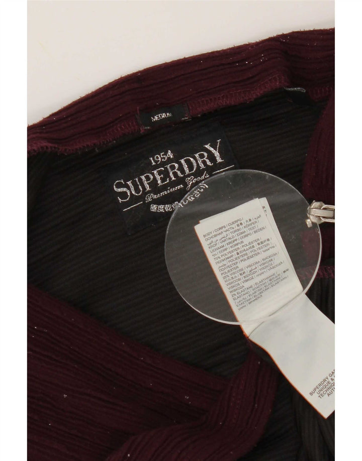 Mini saia feminina Superdry média W30 poliéster manchado cor de vinho
