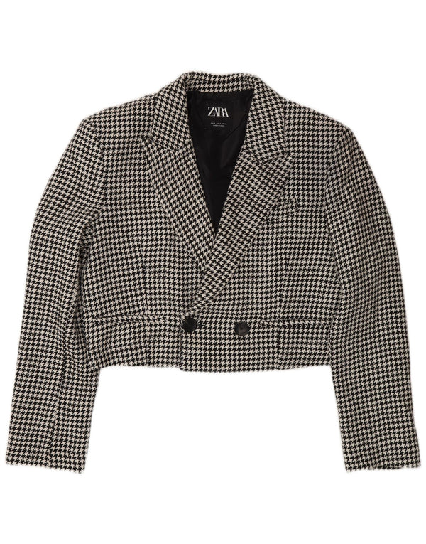 Zara Womens Oversized Bolero Jacket UK 10 Small Black Houndstooth