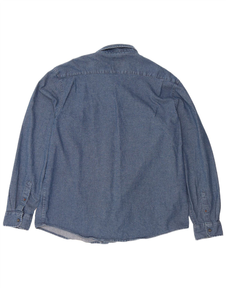 Camisa jeans masculina Wrangler XL azul marinho algodão
