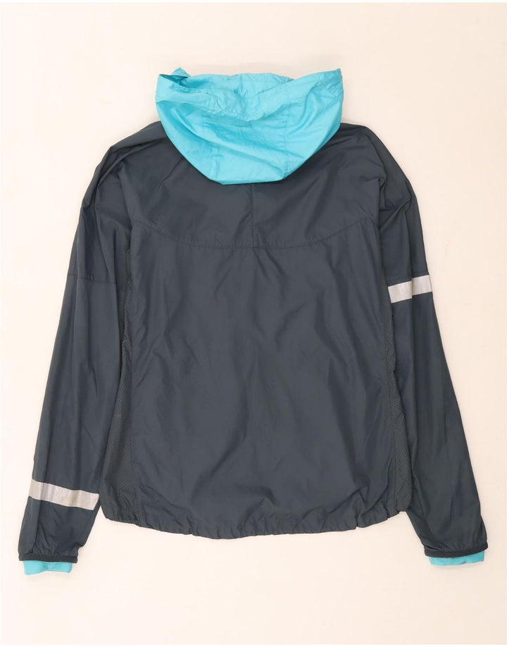 Jaqueta de chuva feminina Nike com capuz UK 12 cinza médio colorblock nylon