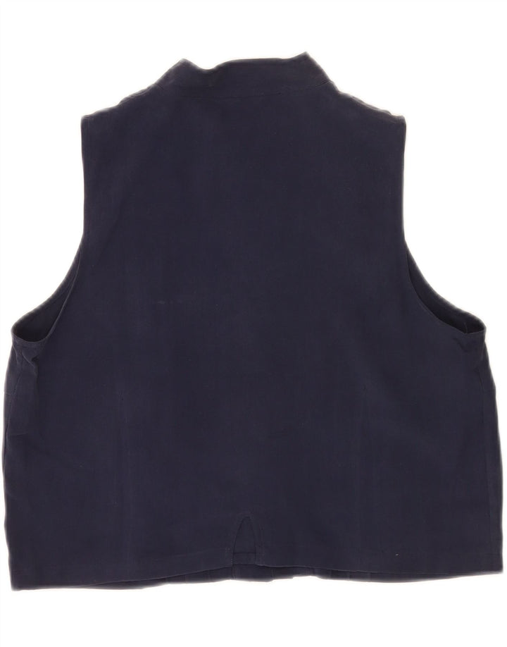Blusa feminina balão sem mangas curta EU 40 seda azul marinho médio