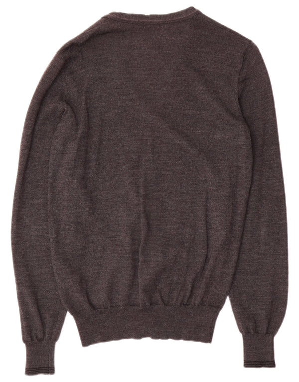 CALVIN KLEIN JEANS Suéter cardigã masculino grande lã merino cinza