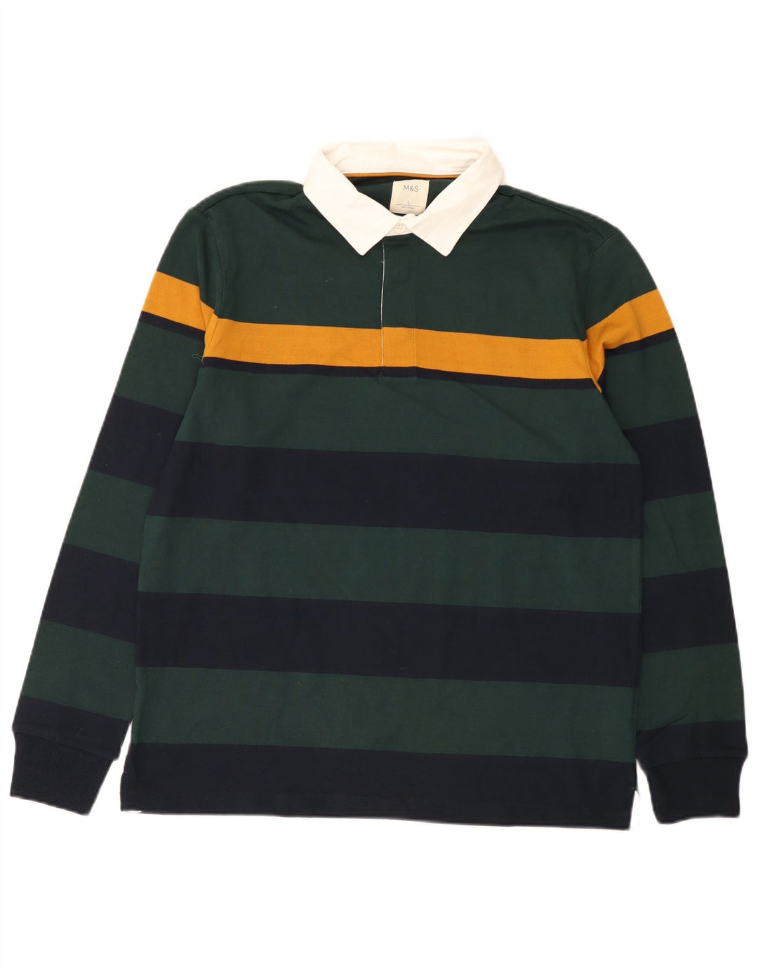 Camisa polo masculina de rugby Marks & Spencer grande listrada multicolorida