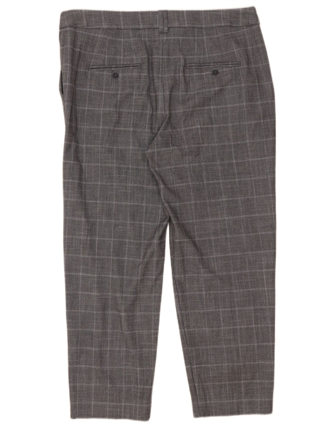 Calças cortadas masculinas Marks & Spencer UK 14 grandes W34 L26 cinza Houndstooth
