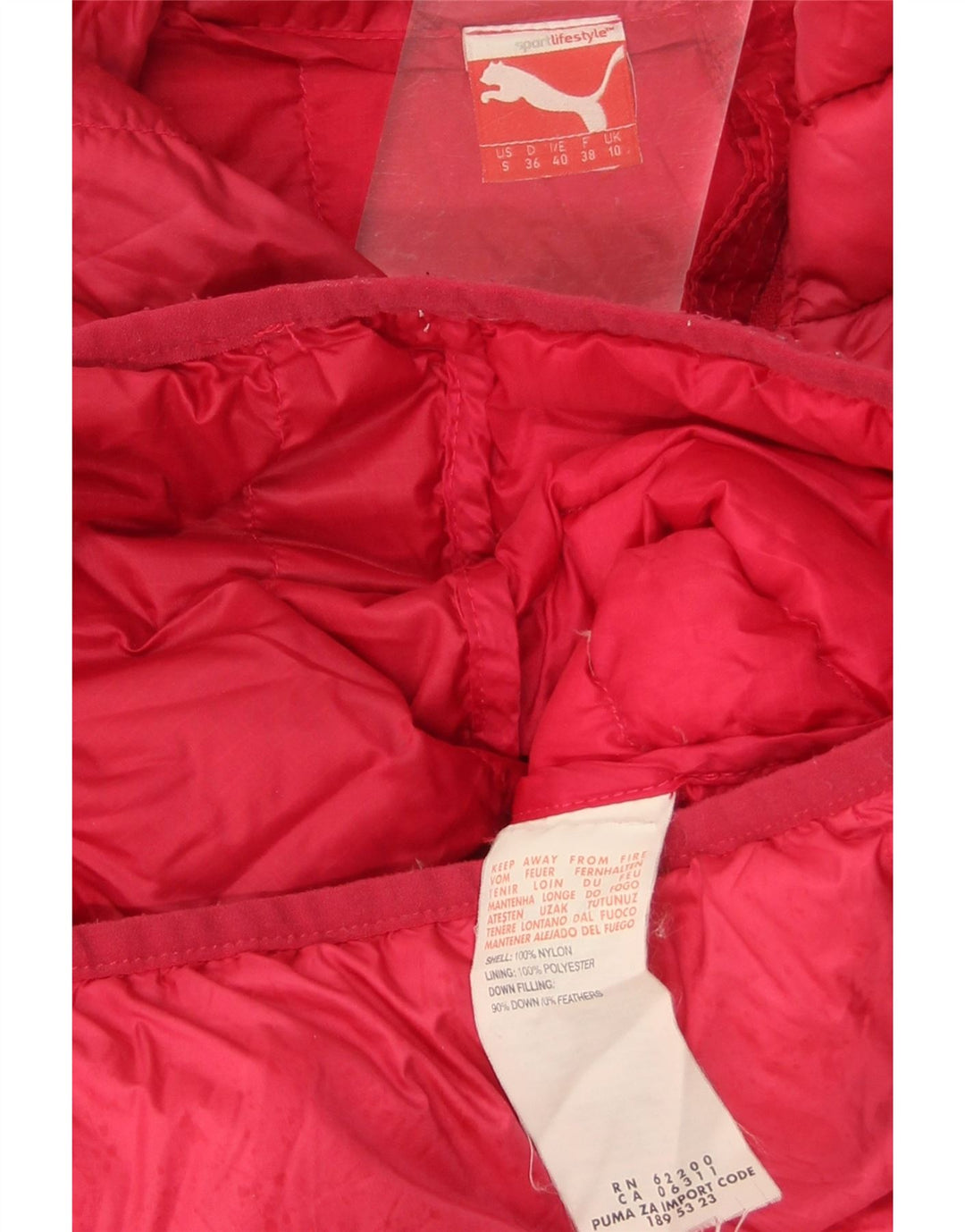 Jaqueta PUMA Feminina Acolchoada UK 10 Pequena Rosa Nylon