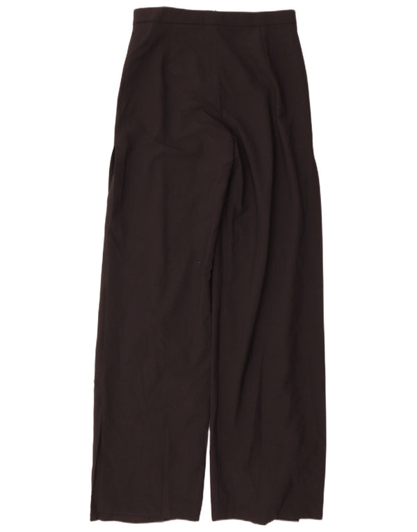 Zara Calça feminina casual de perna larga médio W28 L35 poliéster preto
