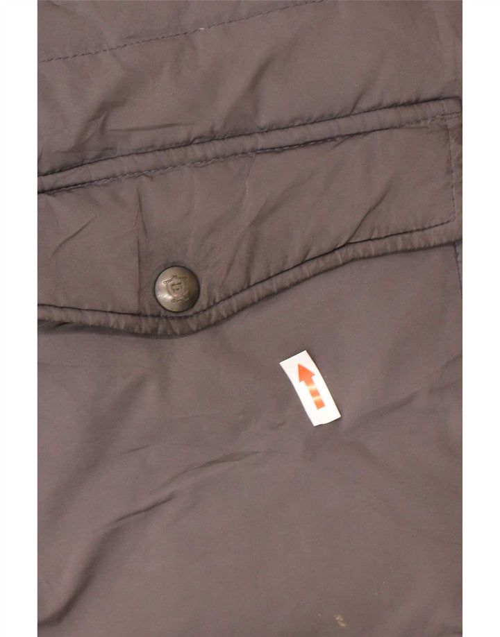 Casaco acolchoado com capuz feminino Massimo Dutti UK 40 poliéster cinza grande
