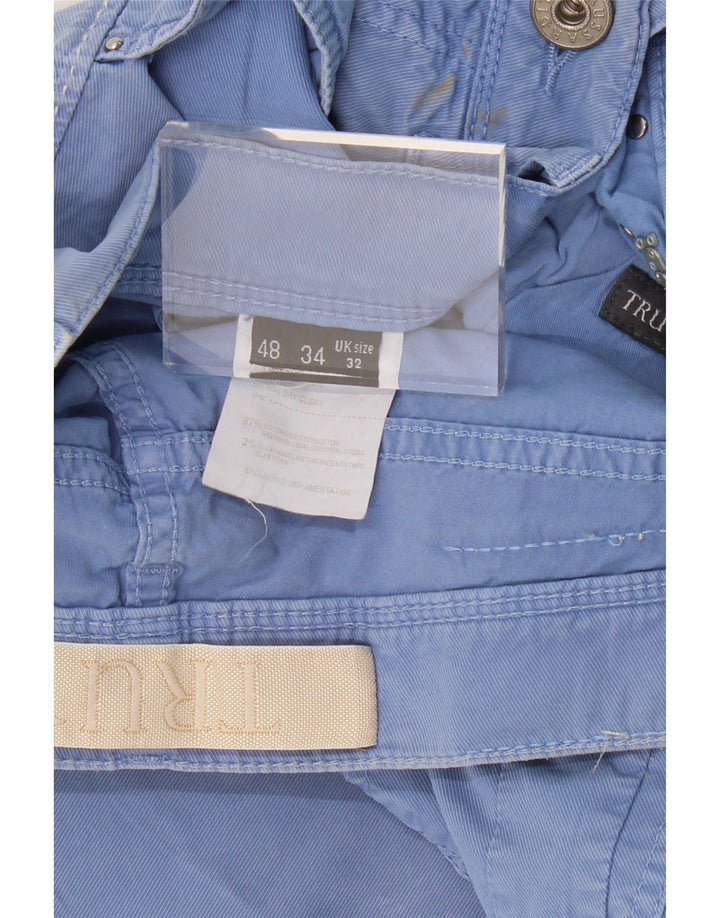 TRUSSARDI Mens Straight Casual Trousers W32 L32 Blue Cotton Vintage Trussardi and Second-Hand Trussardi from Messina Hembry 