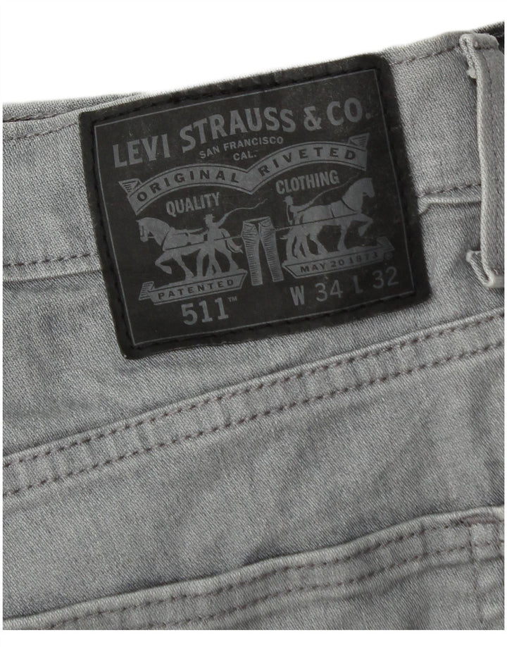 Calça Jeans Levis 511 Slim Masculina W34 L32 Cinza Algodão