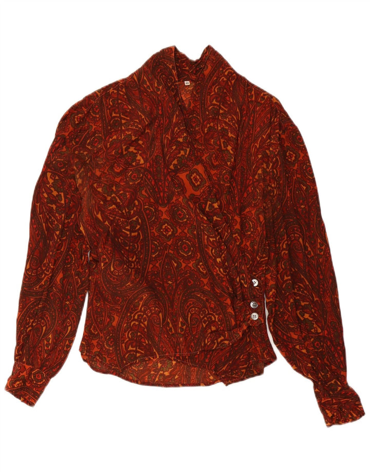 Blusa feminina vintage IT 44 médio Borgonha Paisley