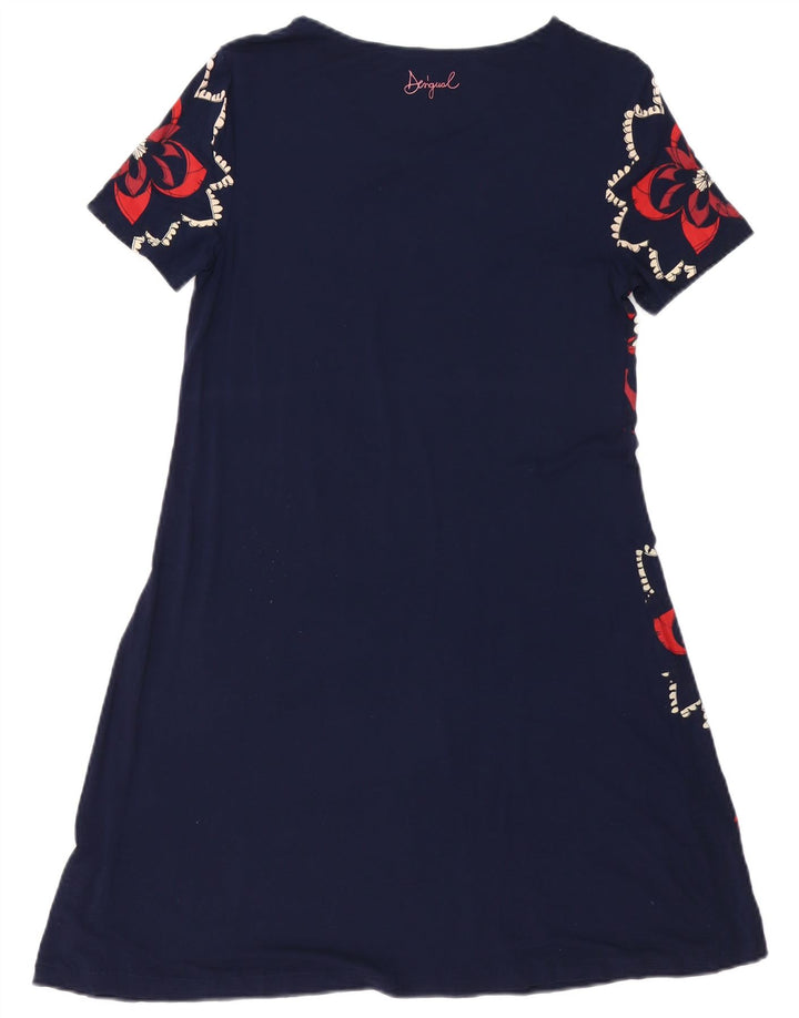 DESIGUAL Vestido feminino estampado em linha A Reino Unido 10 pequeno azul marinho floral