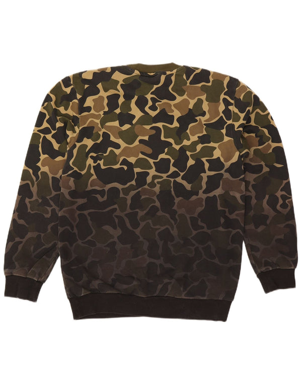 Adidas Mens Moletom Jumper Pequeno Cáqui Camuflagem Algodão