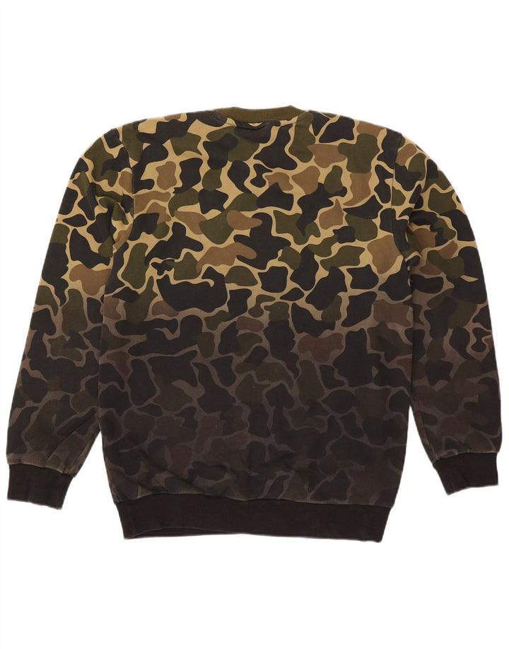 Adidas Mens Moletom Jumper Pequeno Cáqui Camuflagem Algodão