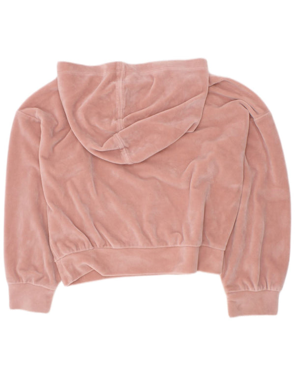 Suéter com capuz de veludo gráfico Dkny para meninas 5-6 anos rosa poliéster