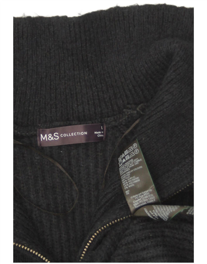 Suéter feminino Marks & Spencer com zíper e gola redonda Reino Unido 16 grande azul marinho