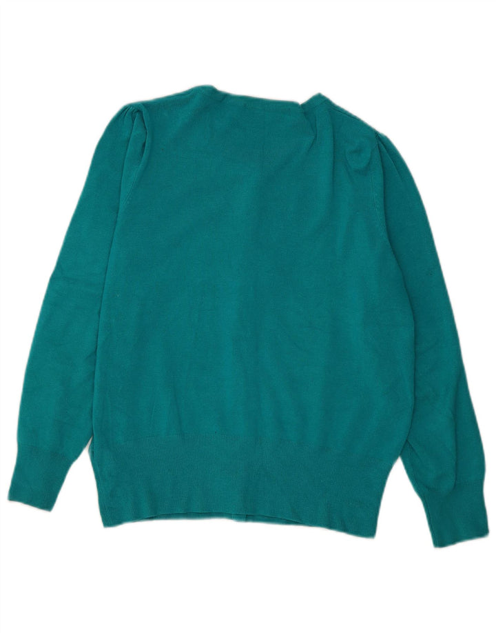 Suéter cardigã feminino Marks & Spencer UK 16 grande viscose azul