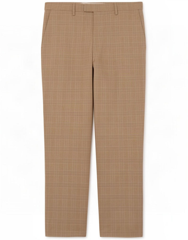 Calça casual masculina Marks & Spencer regular W36 L31 Bege Houndstooth