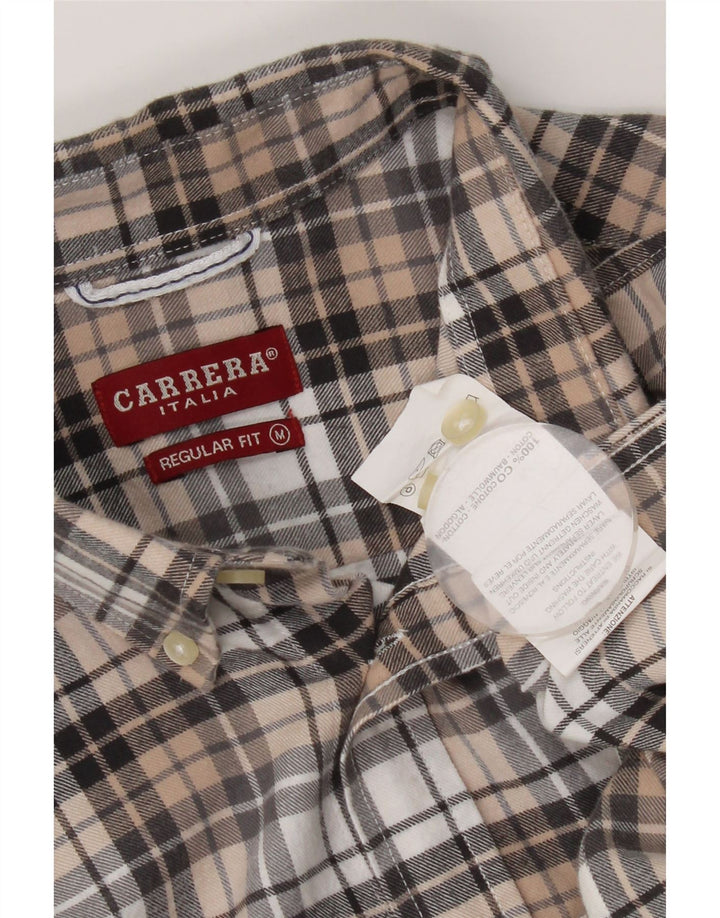 Camisa masculina de flanela Carrera Regular Fit média de algodão xadrez multicolorido