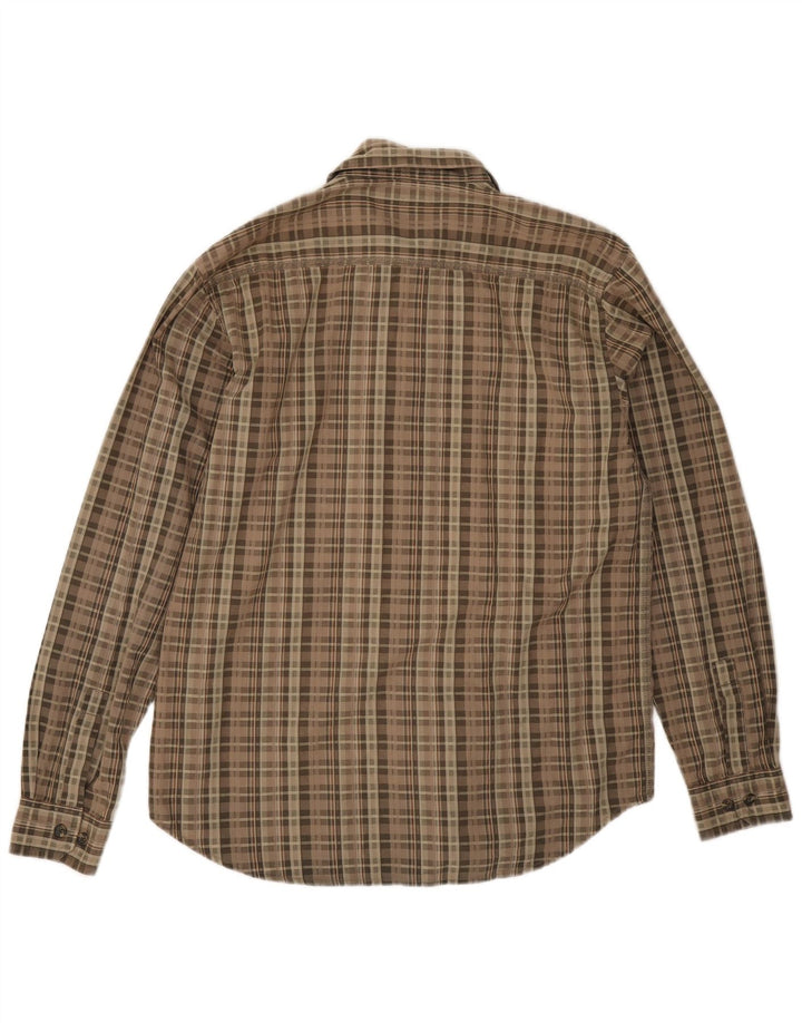 Camisa masculina Columbia de algodão xadrez marrom médio