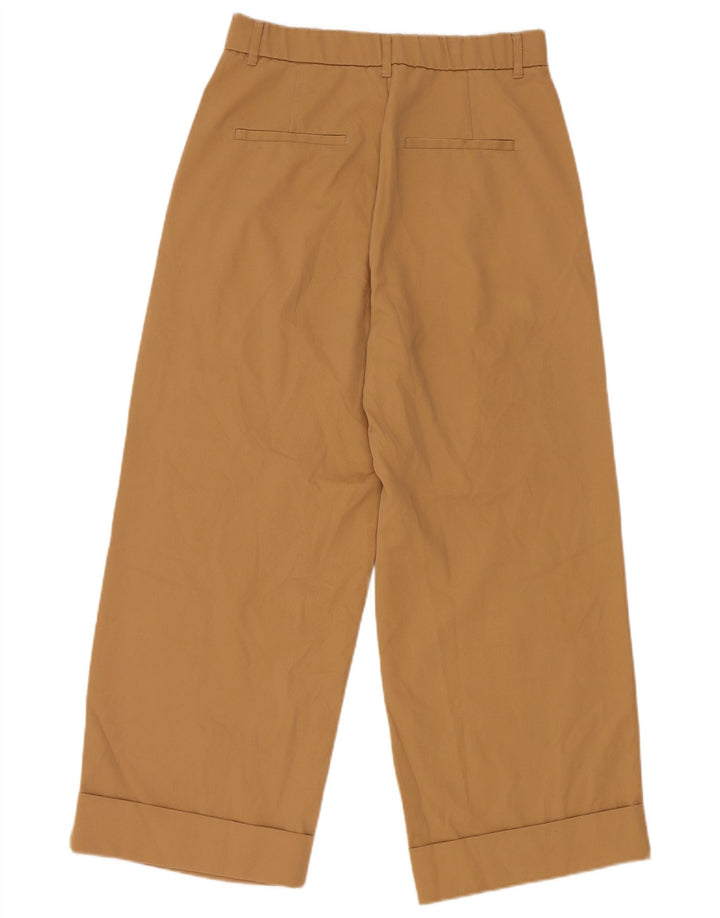 ZARA Calça Chino Feminina de Perna Larga Médio W30 L26 Bege