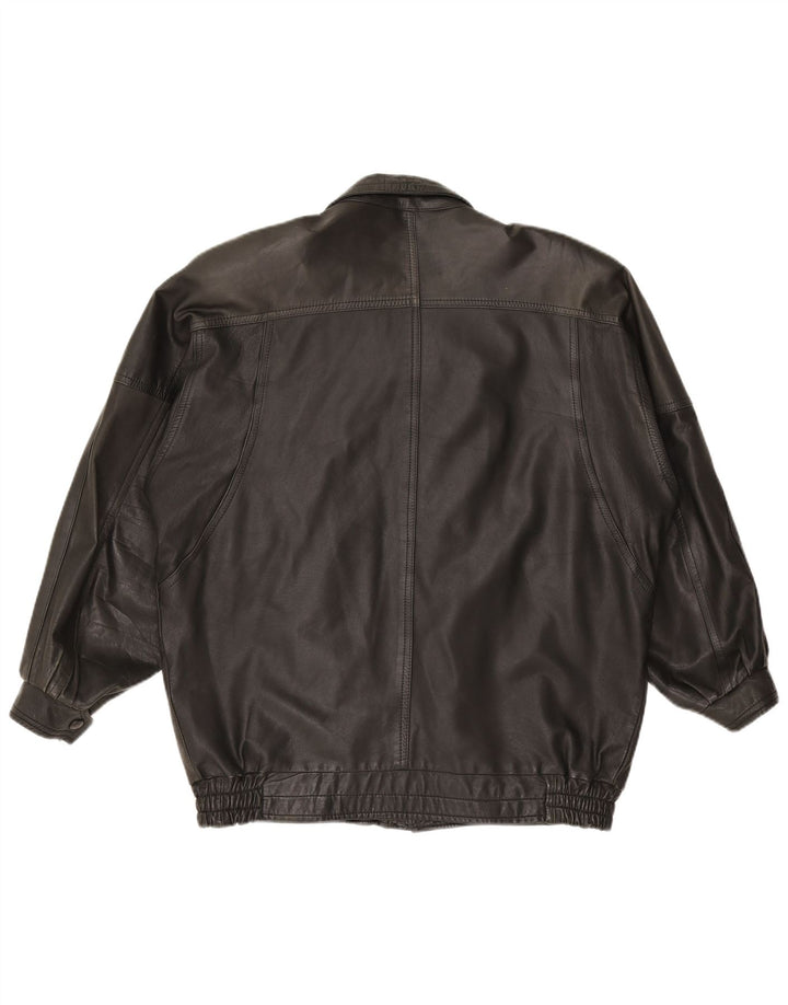 Jaqueta de couro masculina vintage UK 42 XL preta