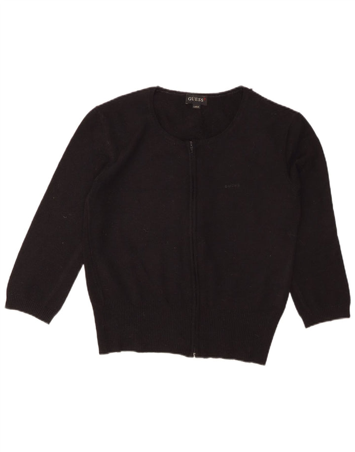 Cardigã feminino GUESS crop manga 3/4 Reino Unido 14 grande preto