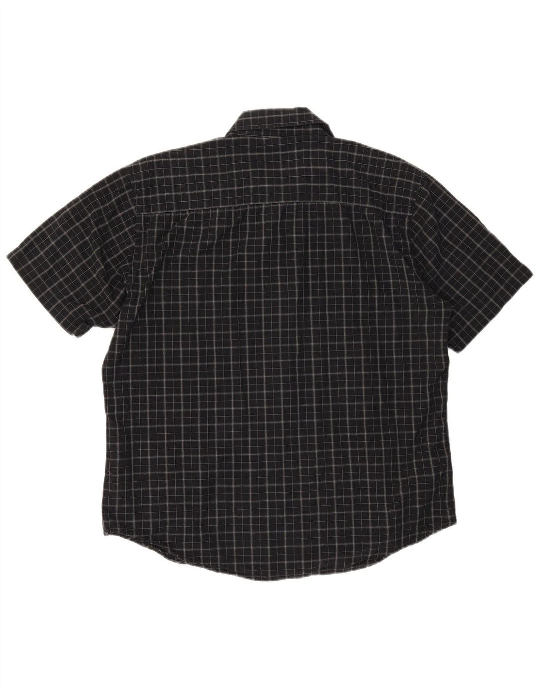 Camisa masculina de manga curta Pierre Cardin, algodão xadrez preto médio