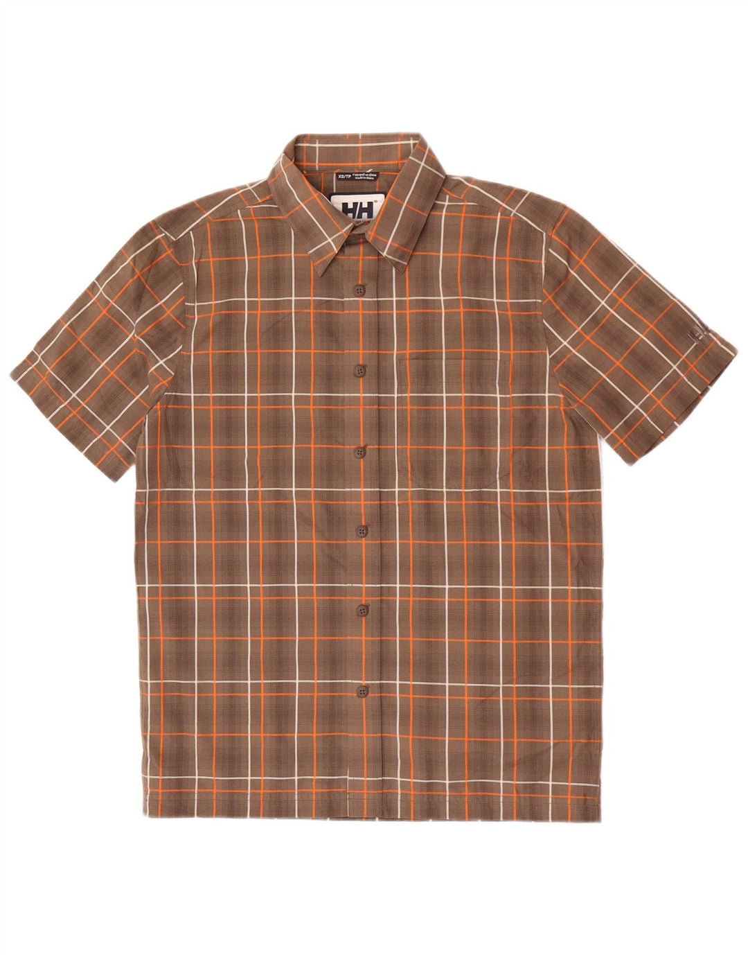 Camisa masculina de manga curta Helly Hansen XS marrom xadrez poliéster