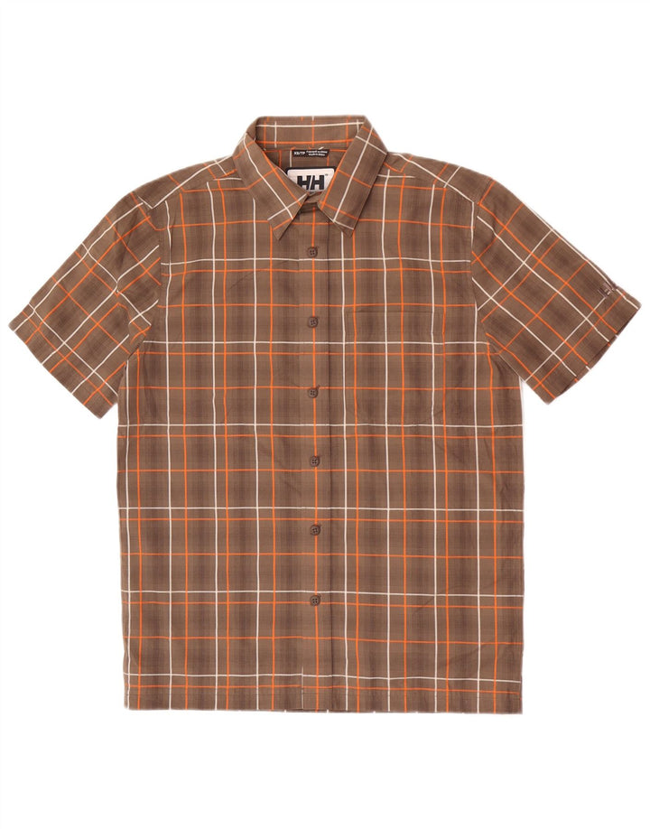 Camisa masculina de manga curta Helly Hansen XS marrom xadrez poliéster