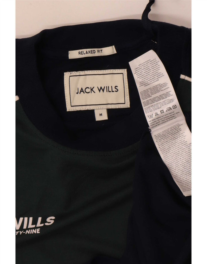 Camiseta gráfica masculina Jack Wills Top médio azul marinho colorblock