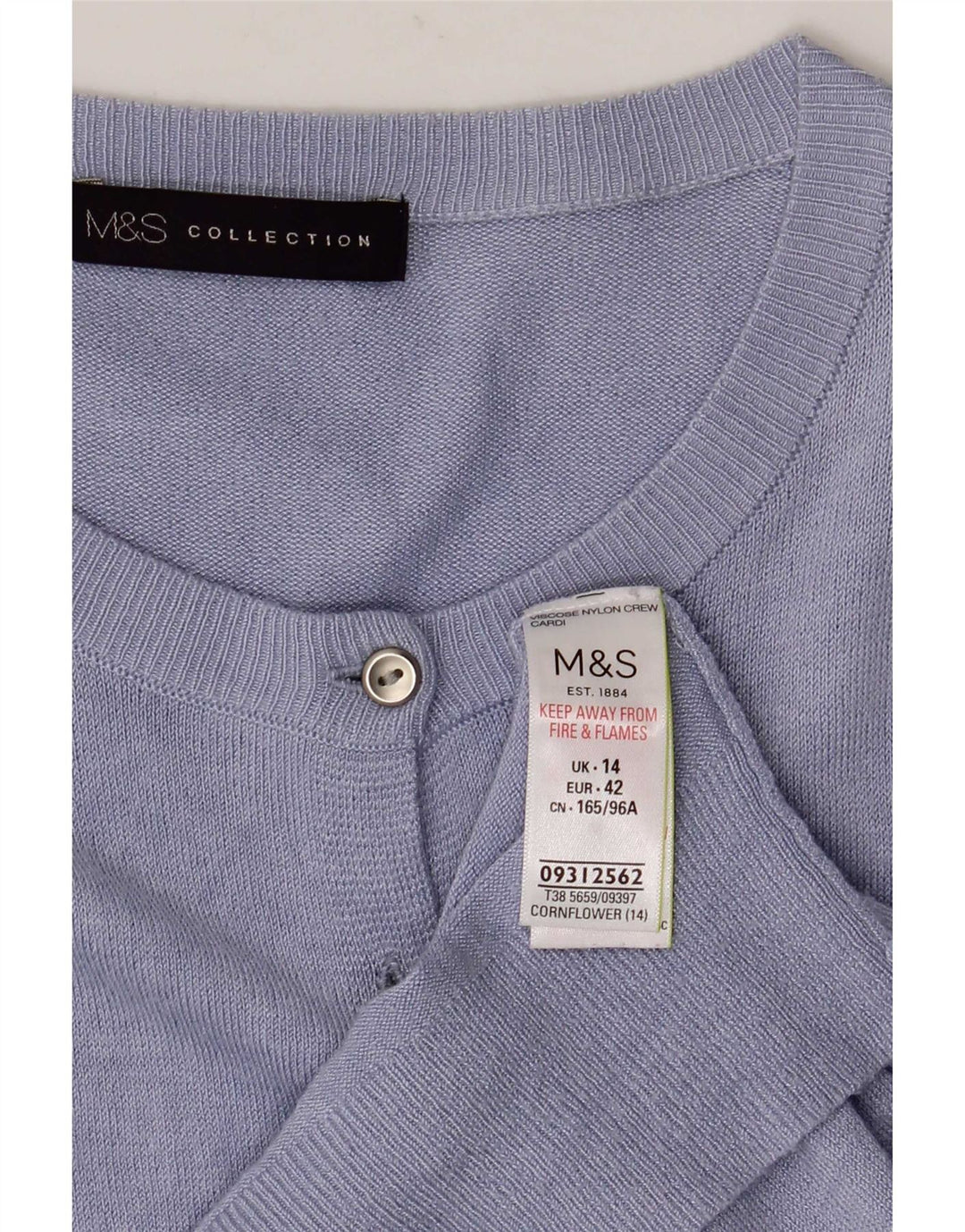 Suéter cardigã feminino Marks & Spencer Reino Unido 14 grande viscose azul