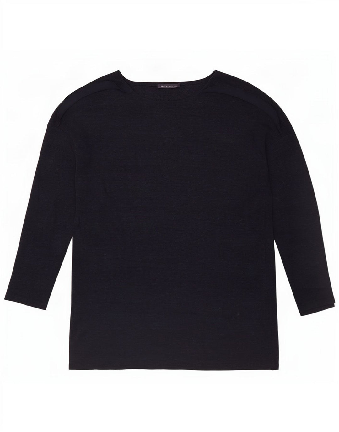 Top feminino Marks & Spencer manga comprida UK 14 grande poliéster azul marinho