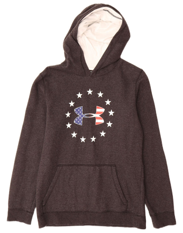 Suéter com capuz gráfico Under Armour Boys Cold Gear 13-14 anos XL cinza