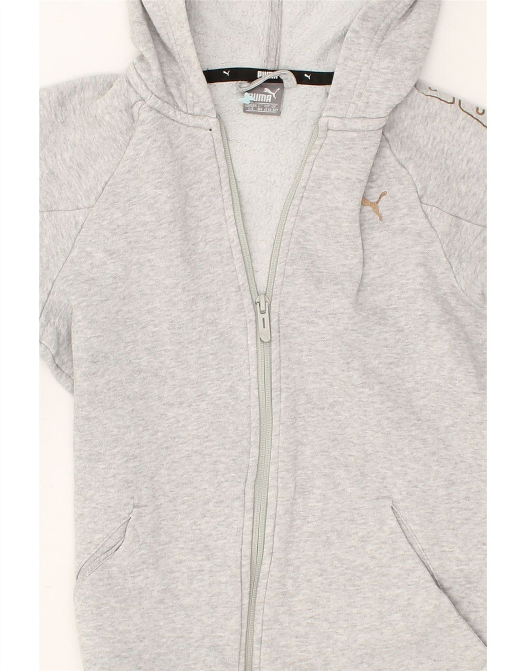 PUMA Girls Graphic Zip Hoodie Sweater 11-12 Years Grey | Vintage Puma | Thrift | Second-Hand Puma | Used Clothing | Messina Hembry 