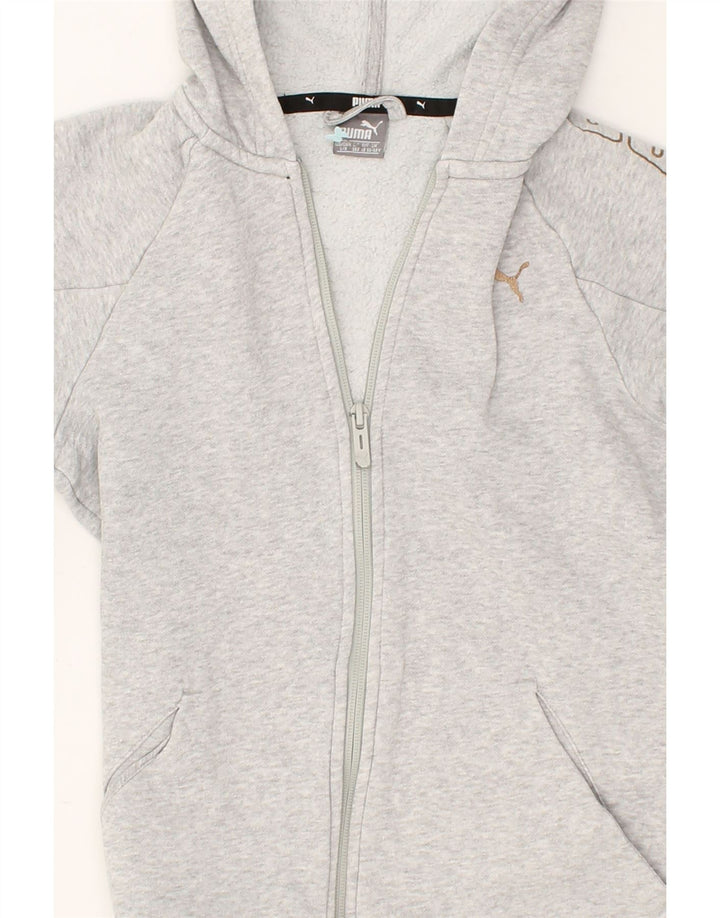 PUMA Girls Graphic Zip Hoodie Sweater 11-12 Years Grey | Vintage Puma | Thrift | Second-Hand Puma | Used Clothing | Messina Hembry 