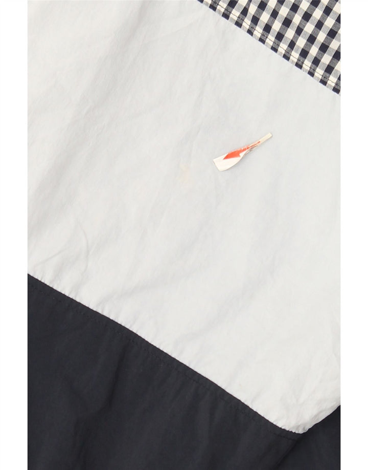 Jaqueta de chuva masculina Lyle & Scott UK 46 3XL azul marinho colorblock nylon