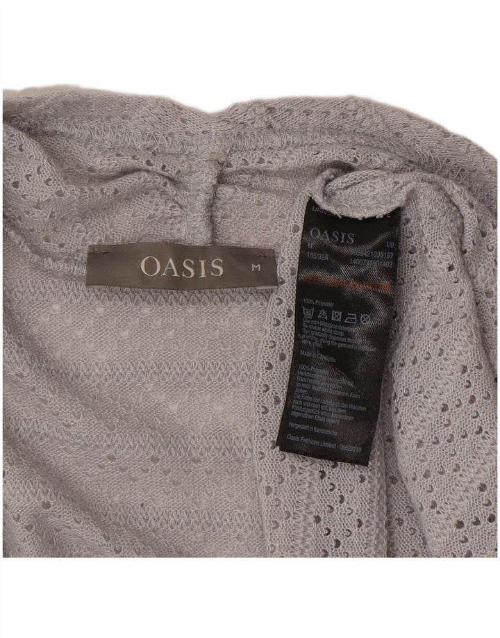 Top de cardigã aberto feminino Oasis UK 12 poliéster cinza médio