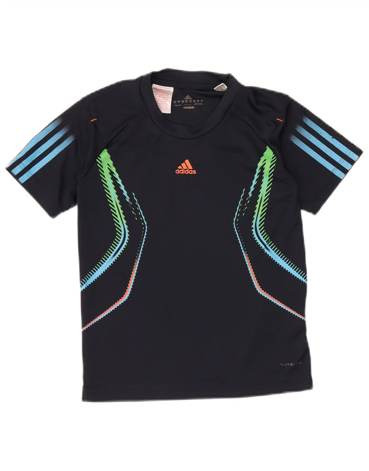 Camiseta Adidas Menino 9-10 Anos Azul Marinho Geométrico Poliéster