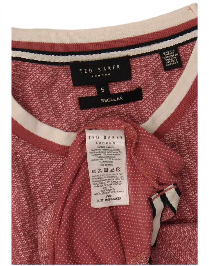 Camiseta masculina regular Ted Baker tamanho superior 5 XL algodão rosa