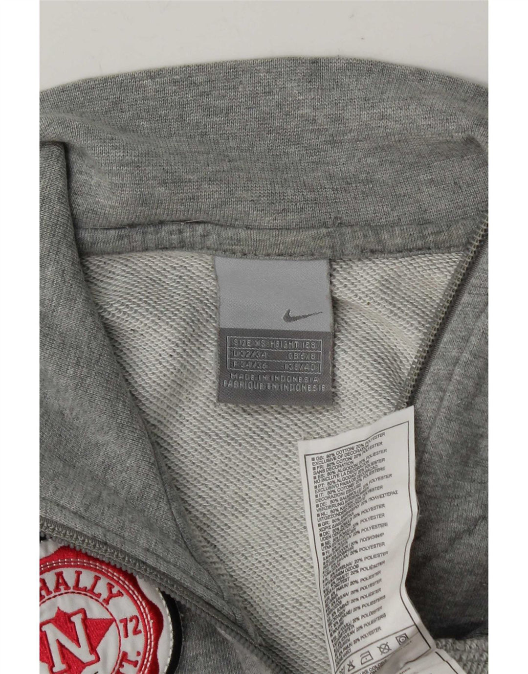 Nike Womens Tracksuit Top Jacket UK 6/8 XS Cinza Algodão