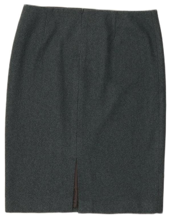 Saia lápis feminina Calvin Klein US 8 médio W32 lã manchada azul