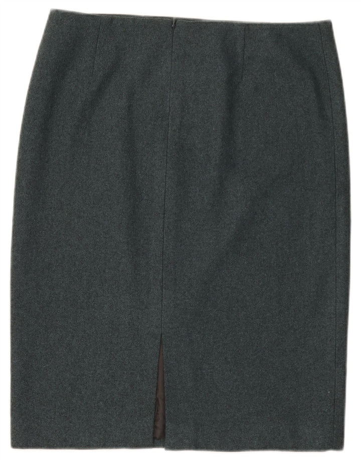 Saia lápis feminina Calvin Klein US 8 médio W32 lã manchada azul