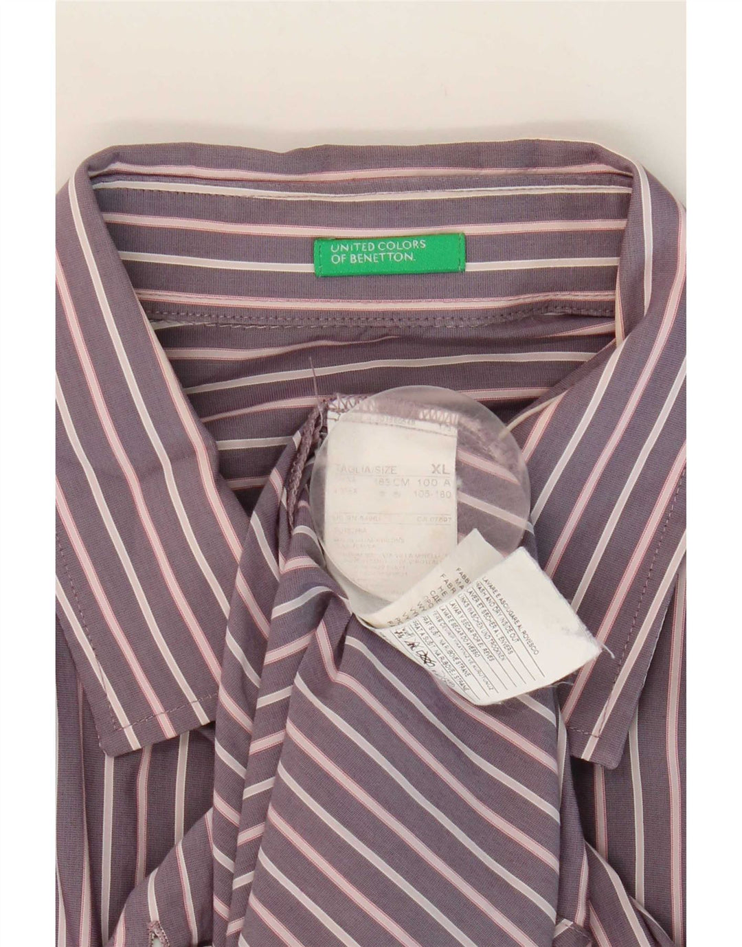 Camisa masculina Benetton XL algodão listrado roxo