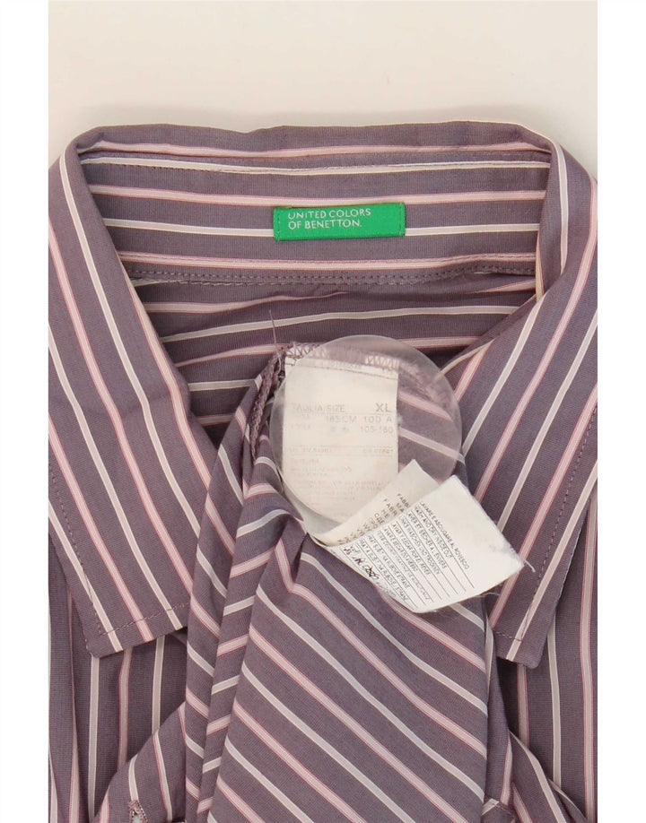 Camisa masculina Benetton XL algodão listrado roxo
