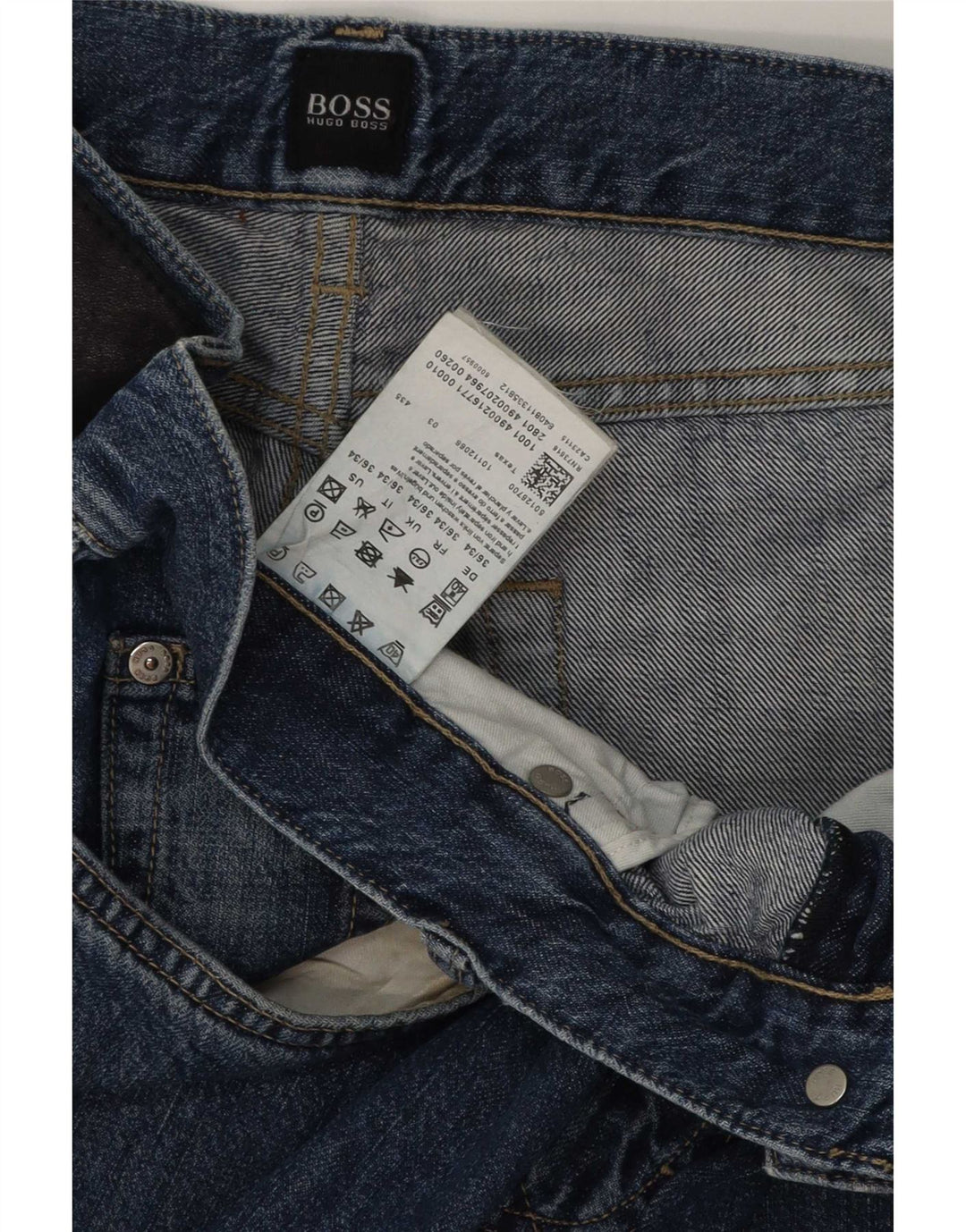 Hugo Boss Mens Straight Jeans W36 L34 Azul Algodão