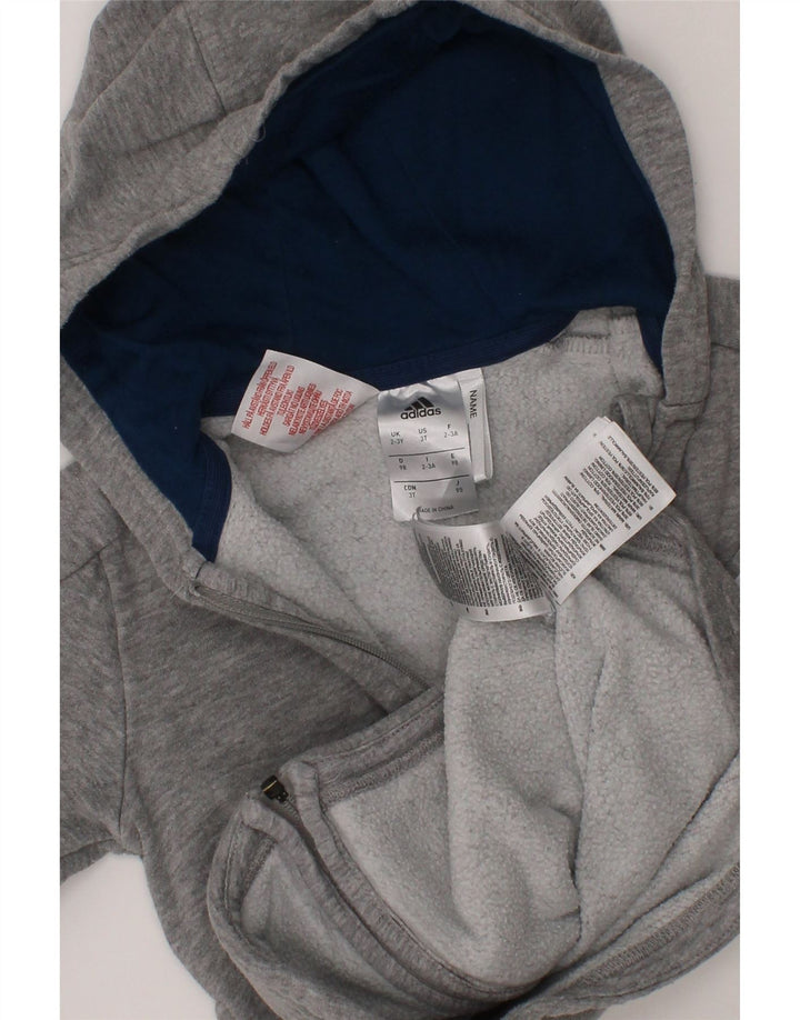 ADIDAS Boys Zip Hoodie Sweater 2-3 Years Grey Cotton Vintage Adidas and Second-Hand Adidas from Messina Hembry 