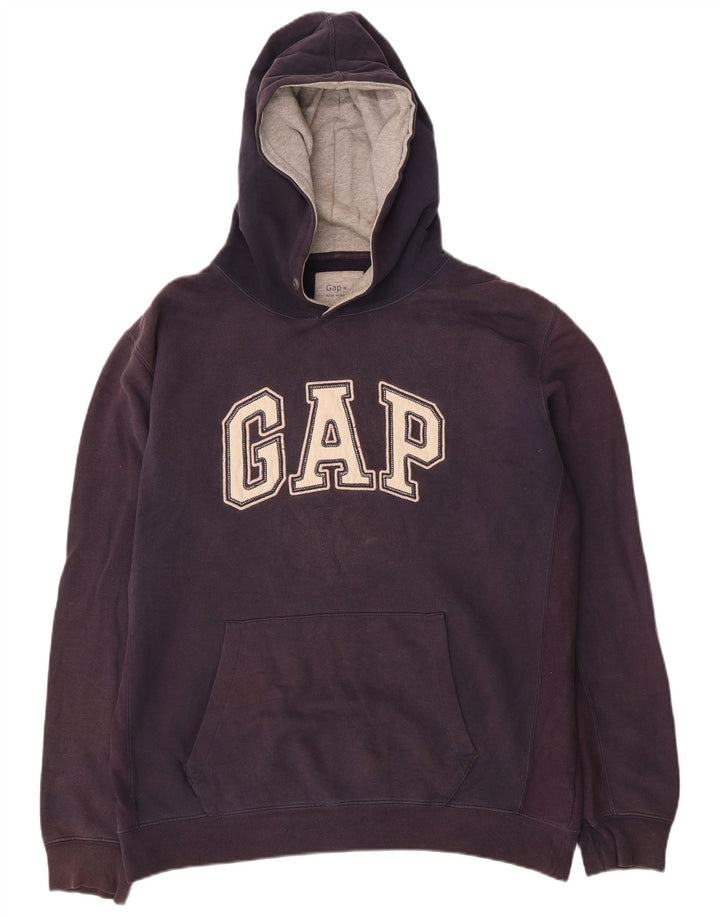 Suéter com capuz gráfico masculino Gap médio algodão azul marinho