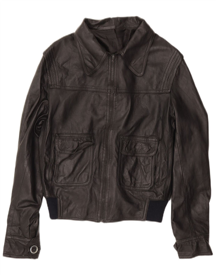 Jaqueta de couro bomber militar masculina VINTAGE UK 38 média preta