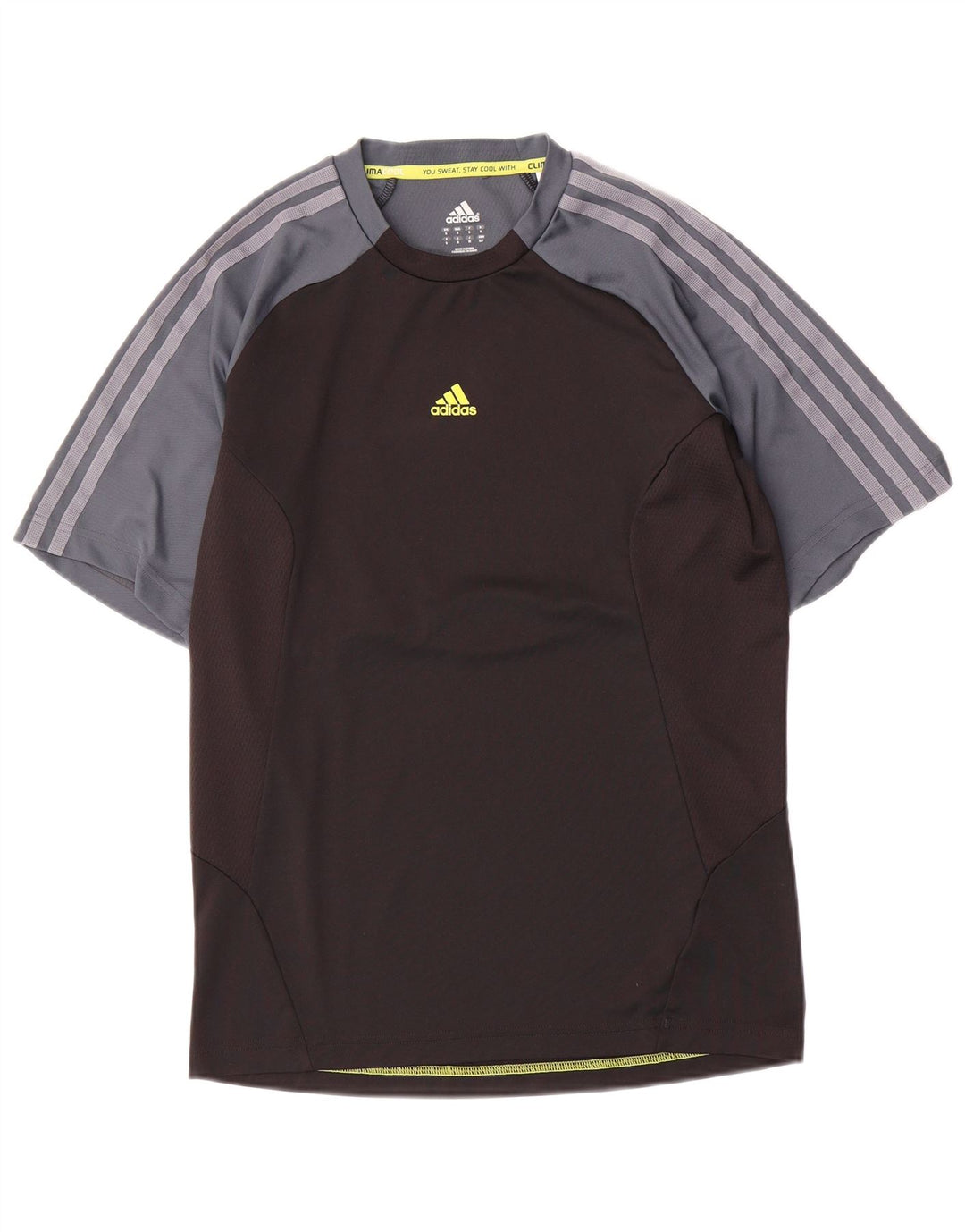 Adidas Mens Climacool Camiseta Top Pequeno Preto Colorblock