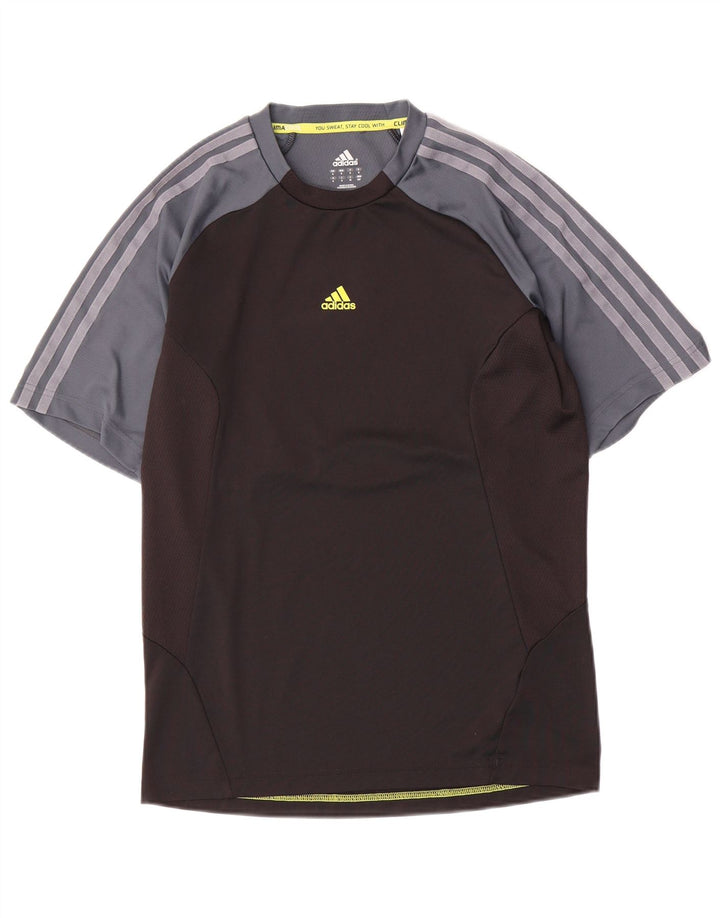 Adidas Mens Climacool Camiseta Top Pequeno Preto Colorblock